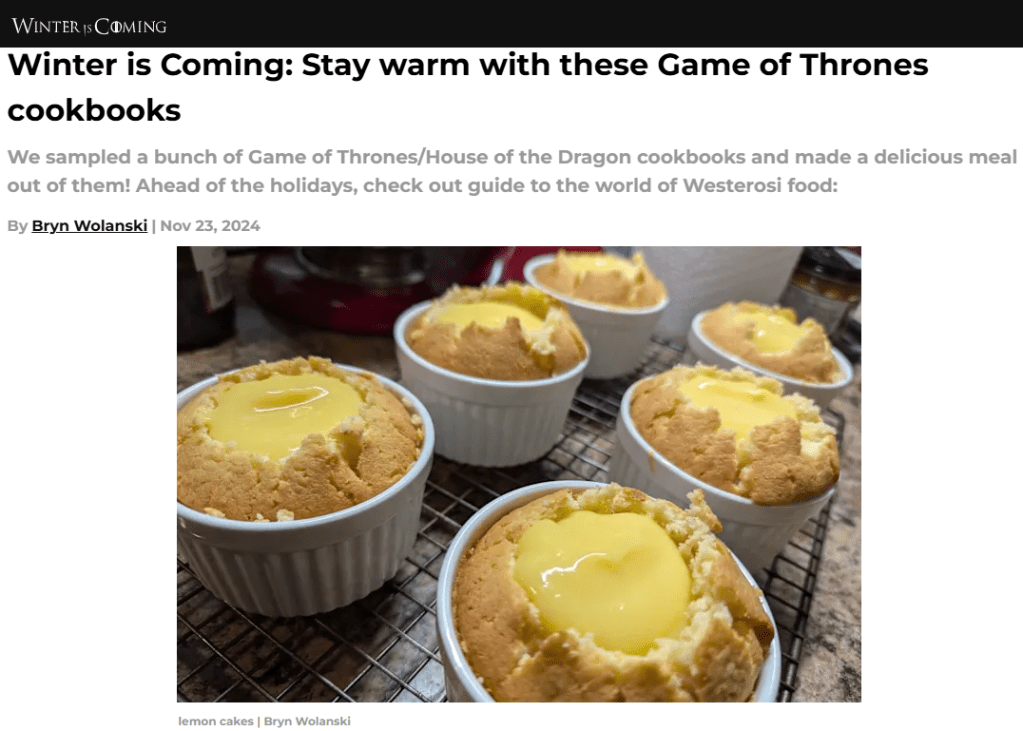 Winter is Coming: Stay warm with these Game of Thrones cookbooks [Freelance piece for Winter Is&nbsp;Coming]